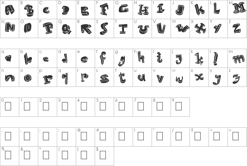 Strokeless font character map preview