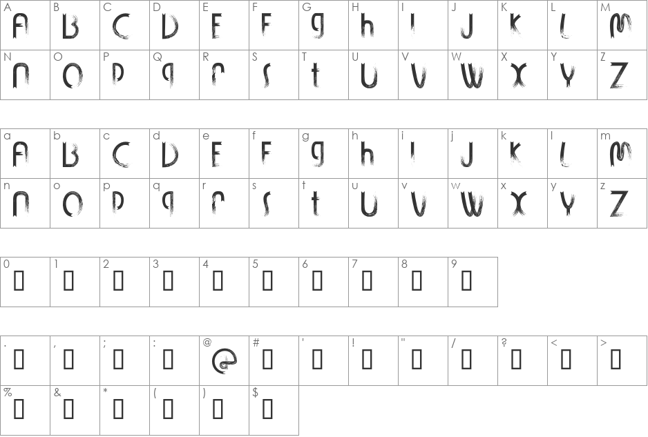 STROKIN font character map preview