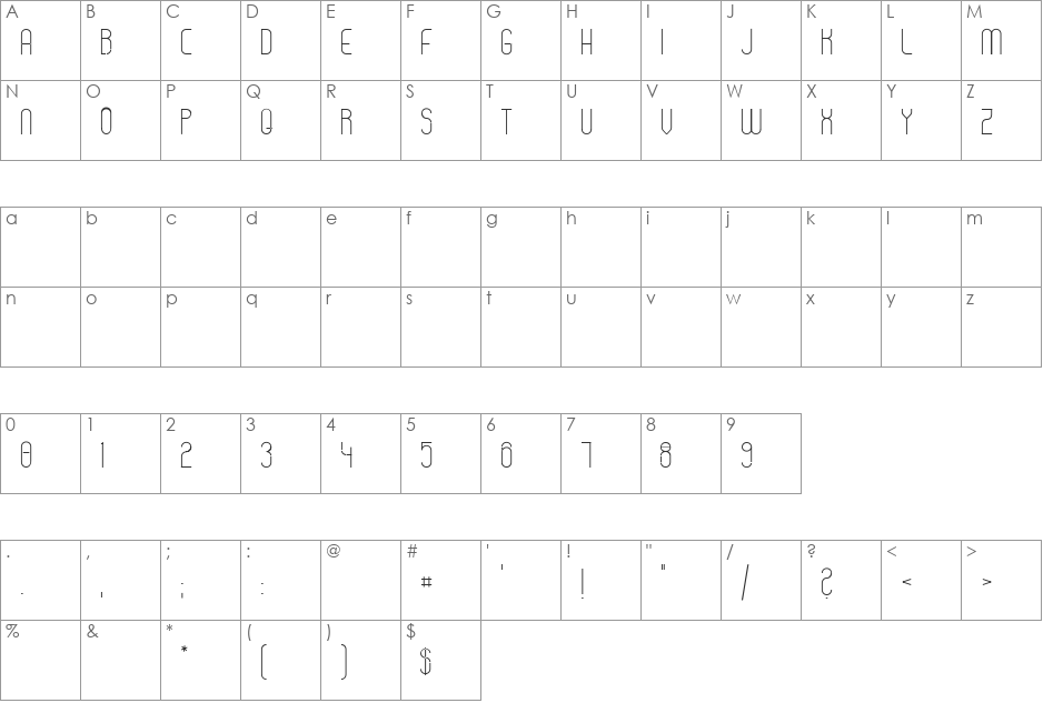 STROMLINIE font character map preview