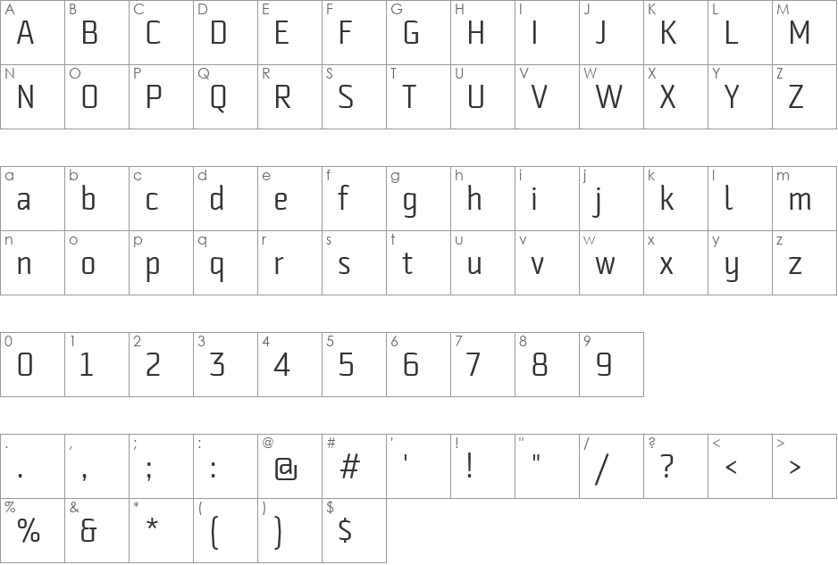 Strong font character map preview