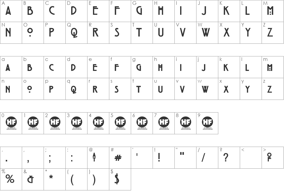 Strong Glasgow DEMO font character map preview
