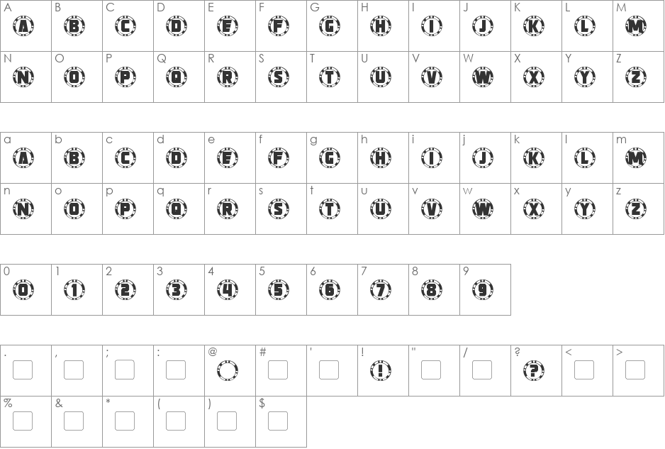 Strongarm Caps font character map preview