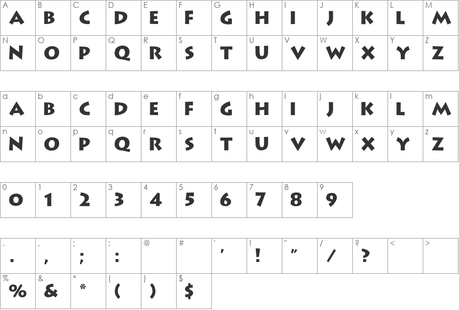 Strongtype font character map preview