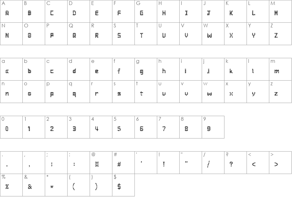 STRU66LE font character map preview