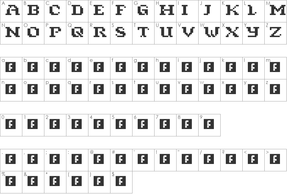 Struktogram font character map preview
