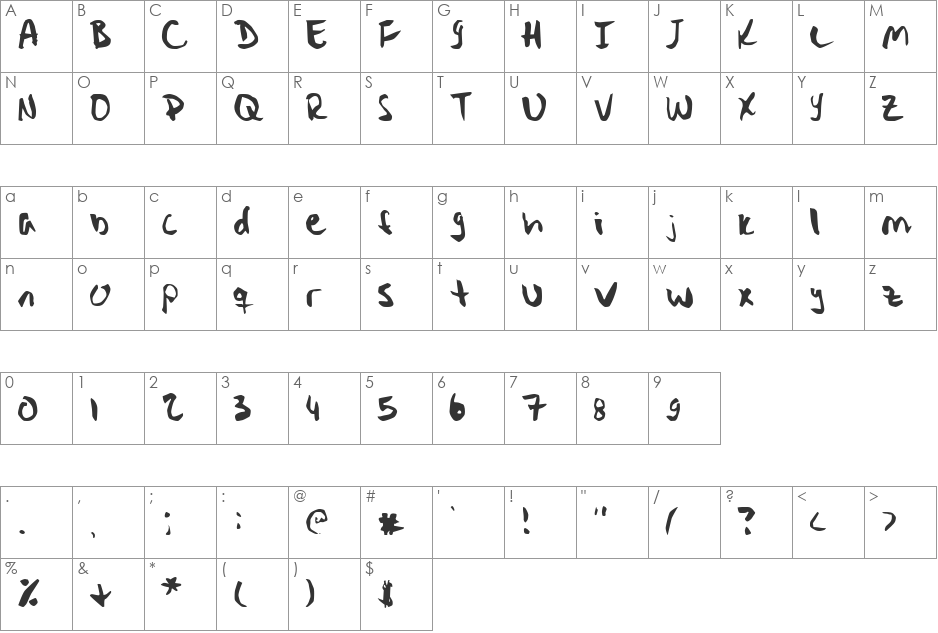 Stryka font character map preview