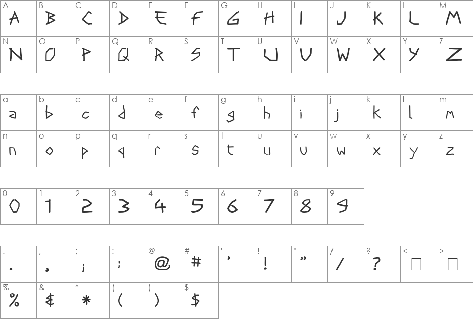 Stryx font character map preview