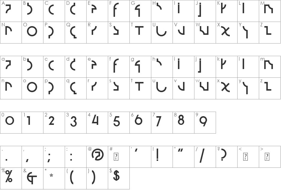 Strzeminski2 font character map preview