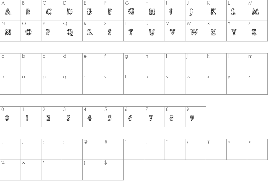 STUCCO font character map preview