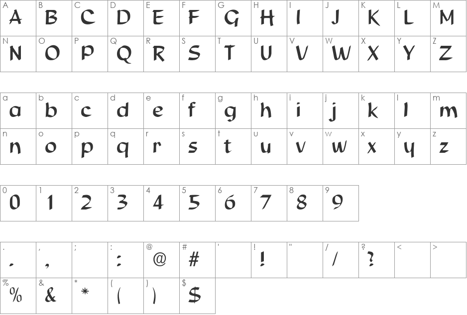 StudioBold font character map preview