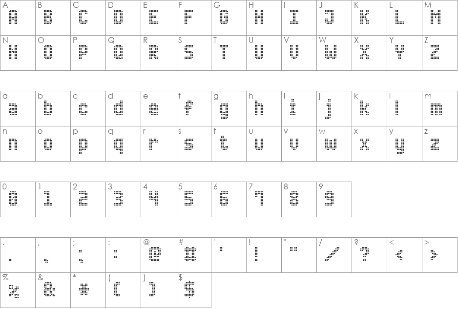 Advanced LED Board-7 font character map preview