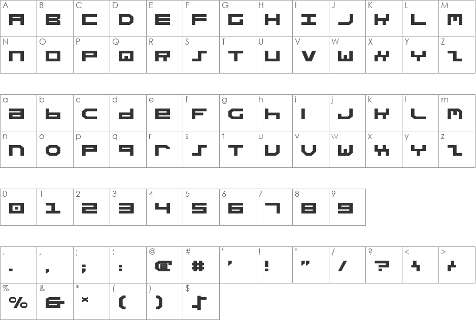 Stuntman Expanded font character map preview