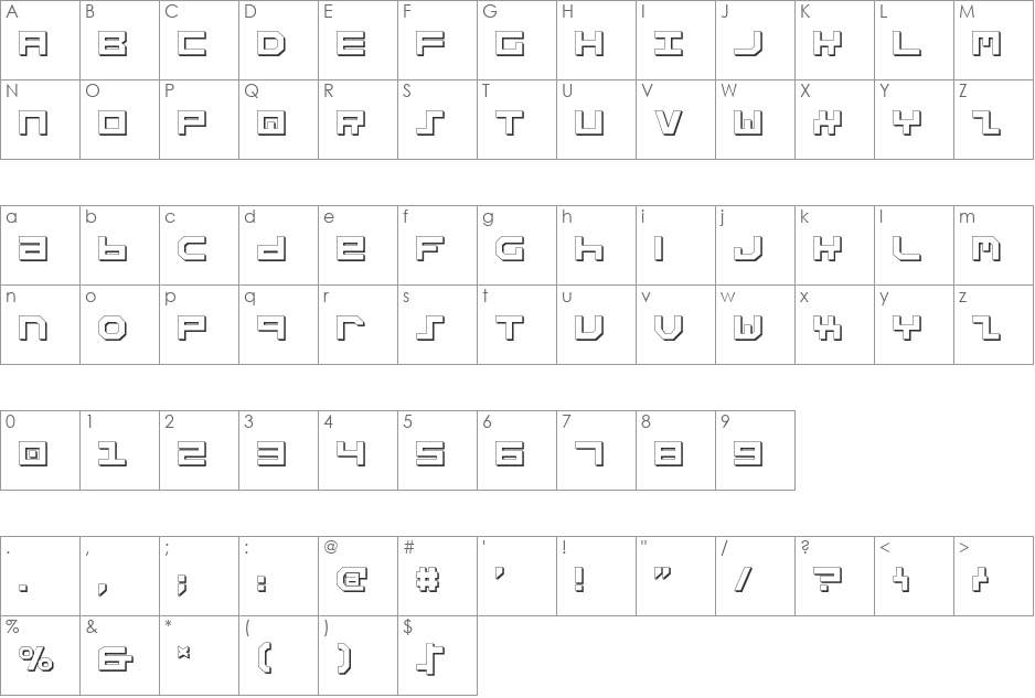 Stuntman Shadow font character map preview