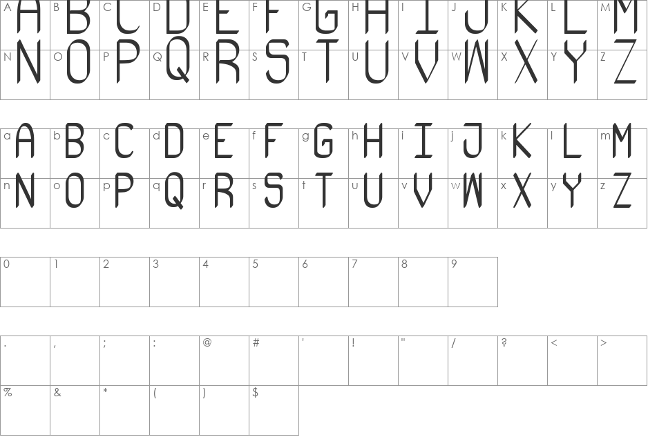 Stupenda ST font character map preview