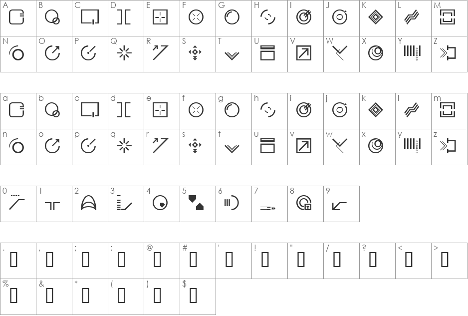 StyleBats font character map preview