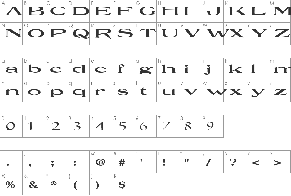 StyleBrandFinal61 font character map preview
