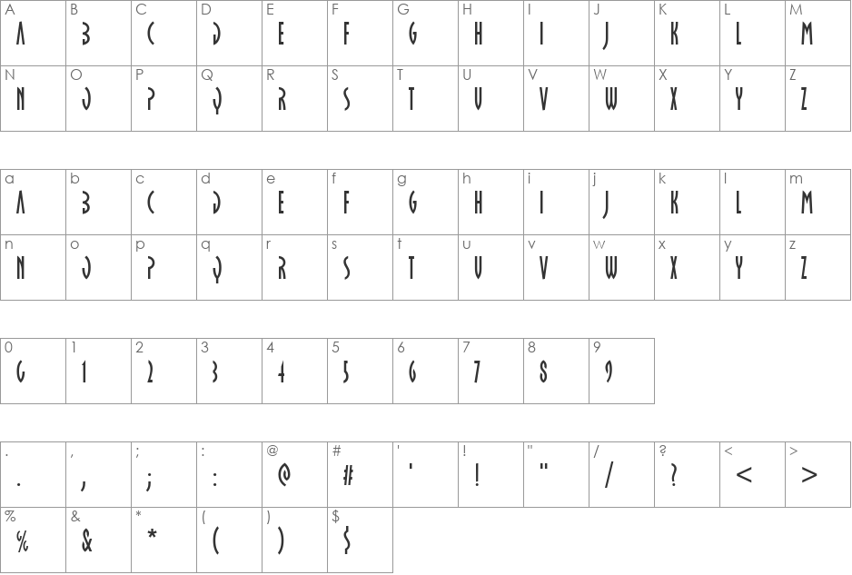 Becker Oklahoma Open font character map preview