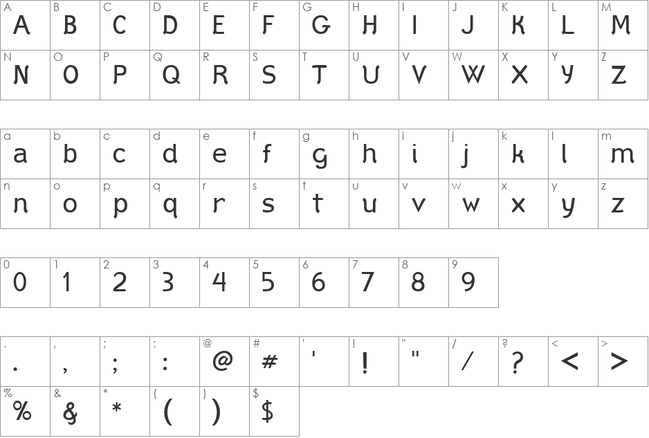 Styllo font character map preview