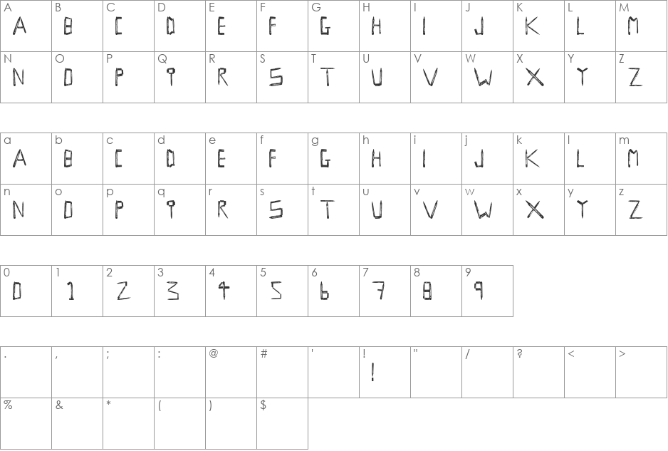 Stylo font character map preview