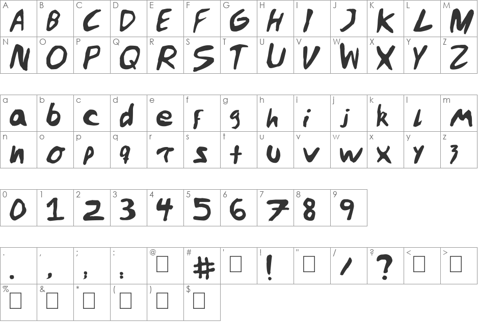 Stylo font character map preview