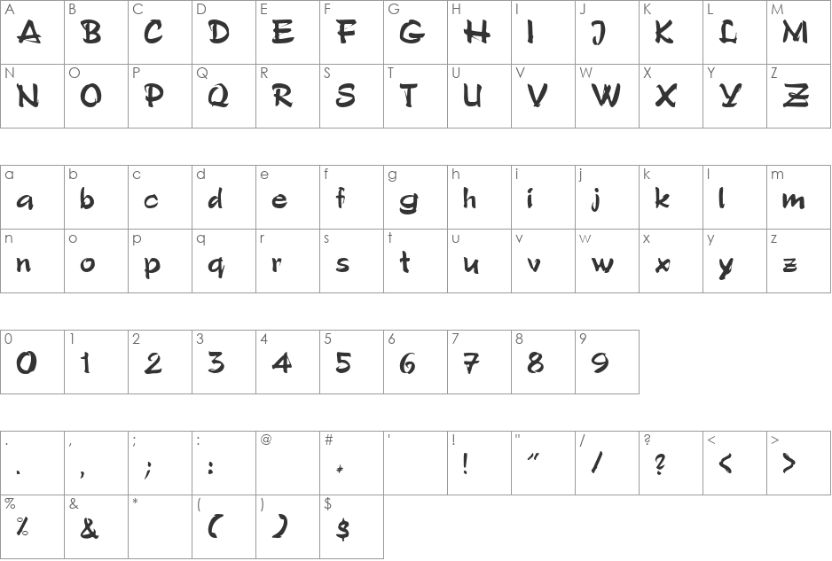 Stylo font character map preview