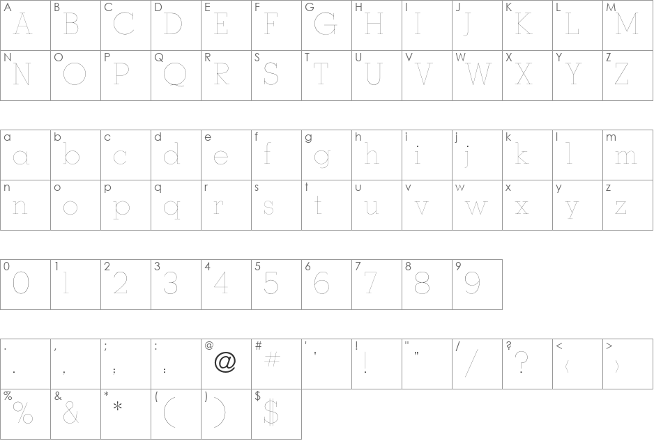 Stymie font character map preview