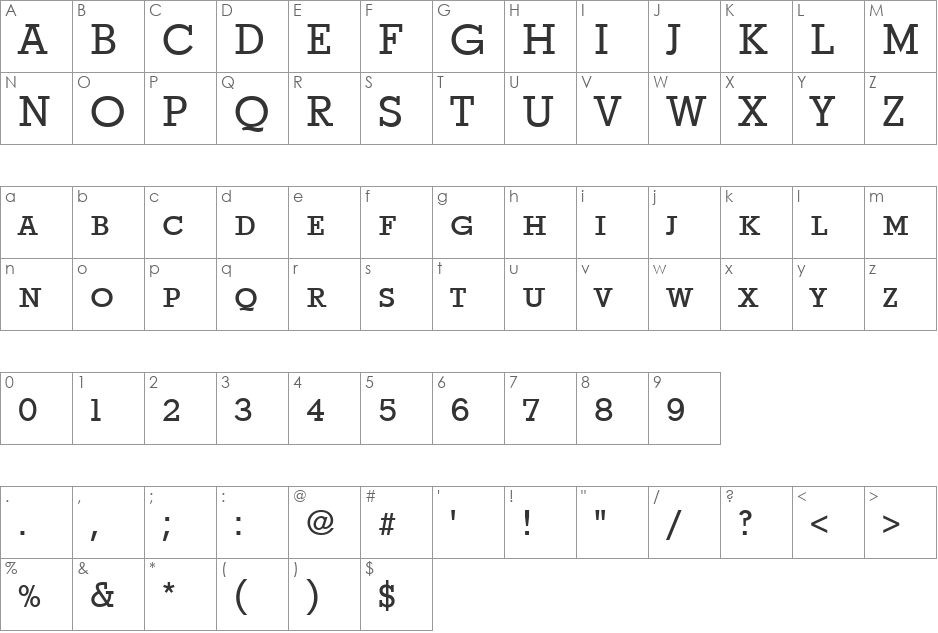 Stymie Becker Discaps font character map preview