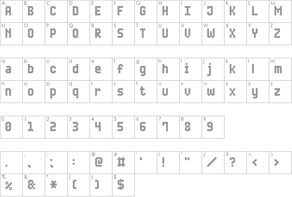 Advanced LED Board-7 font character map preview