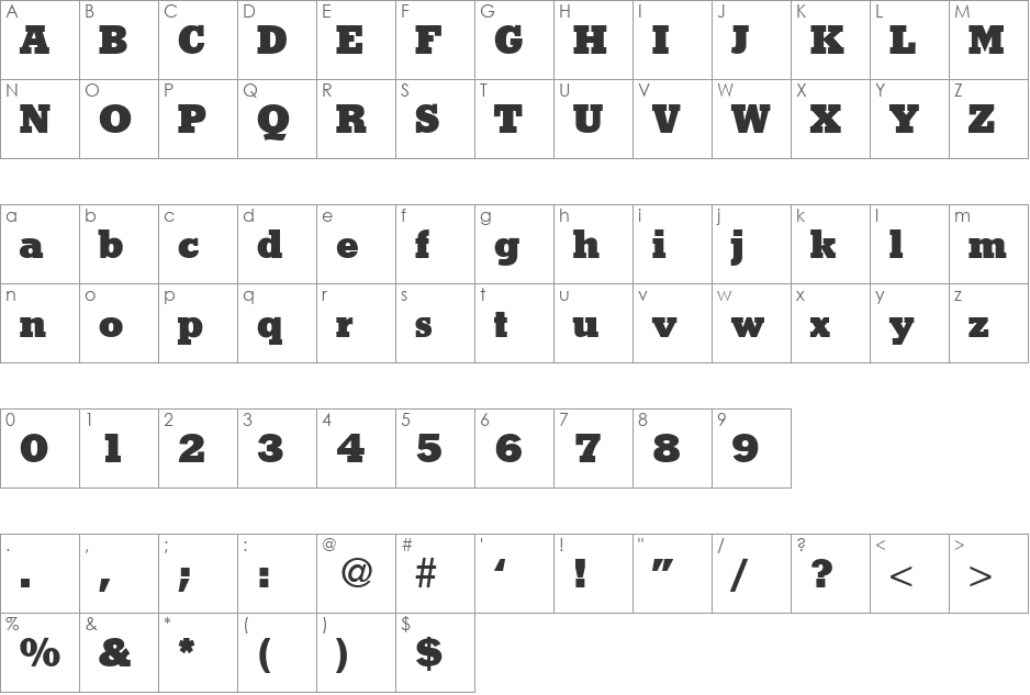 StymieBlack font character map preview