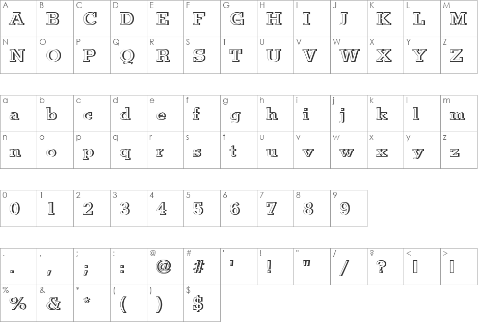 StymieTMedRe1 font character map preview