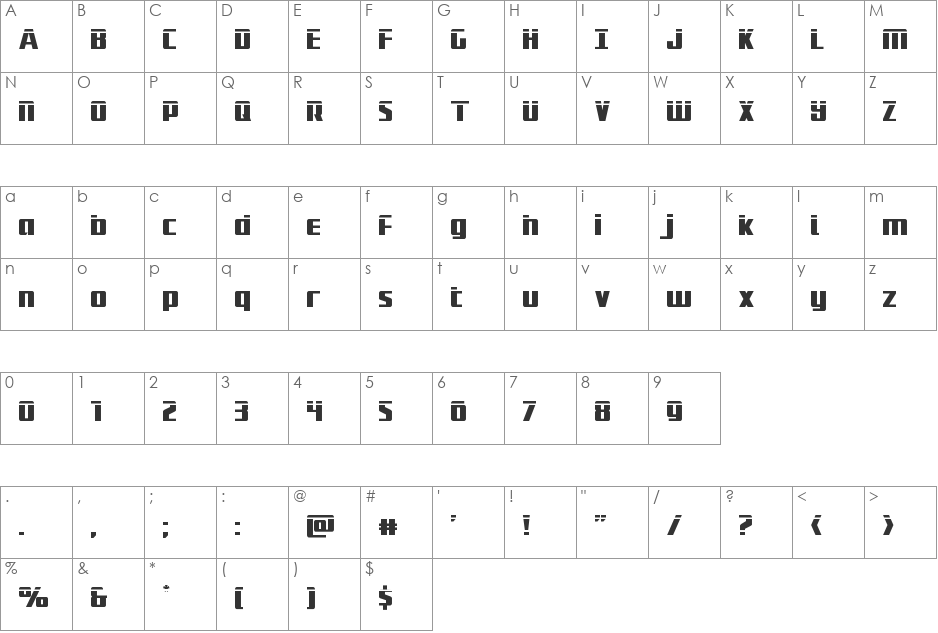 Subadai Baan Laser font character map preview
