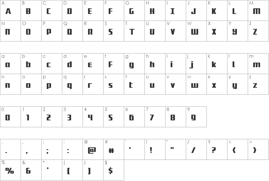 Subadai Baan Leftalic font character map preview