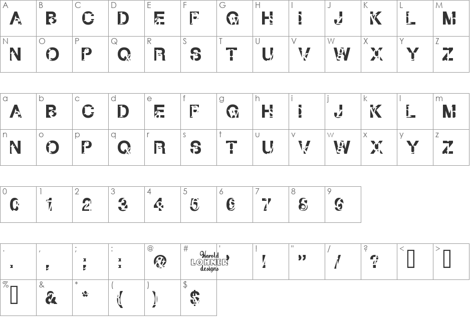 Subtext font character map preview