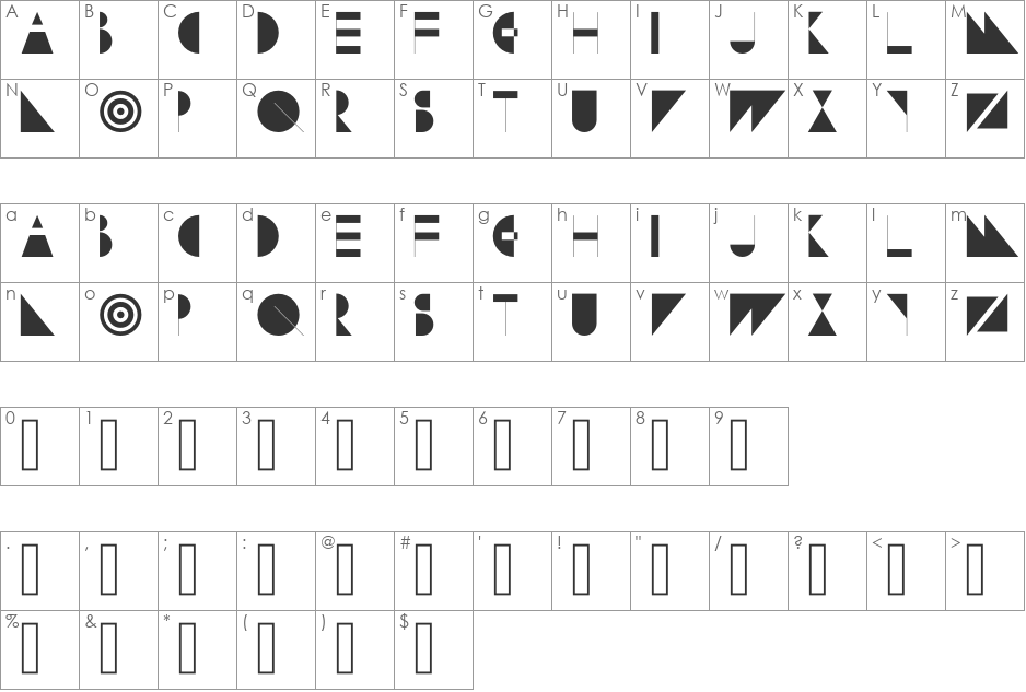 Subversion Display font character map preview