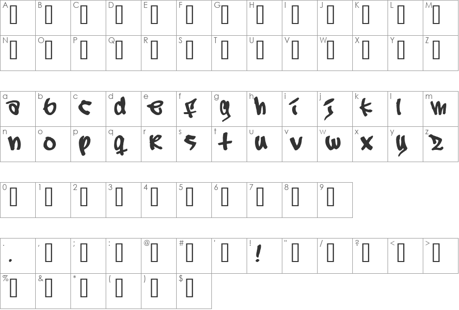 Subway font character map preview