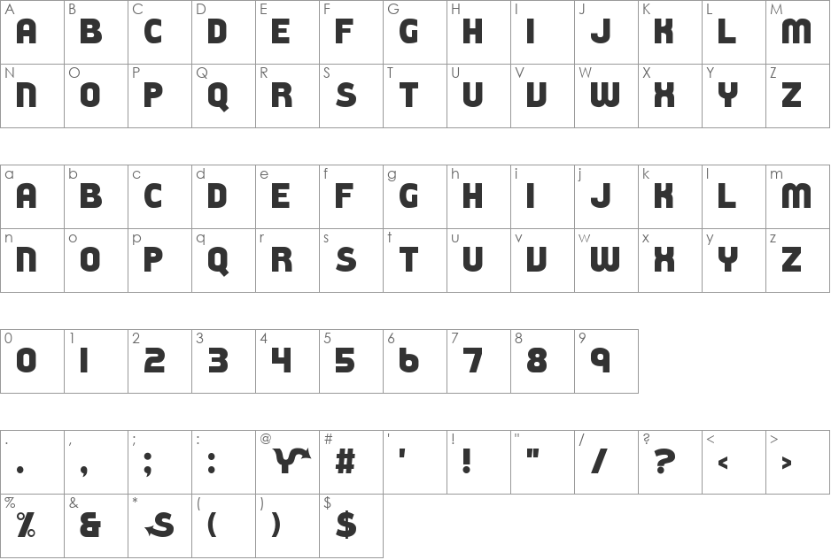 Subway Logo font character map preview