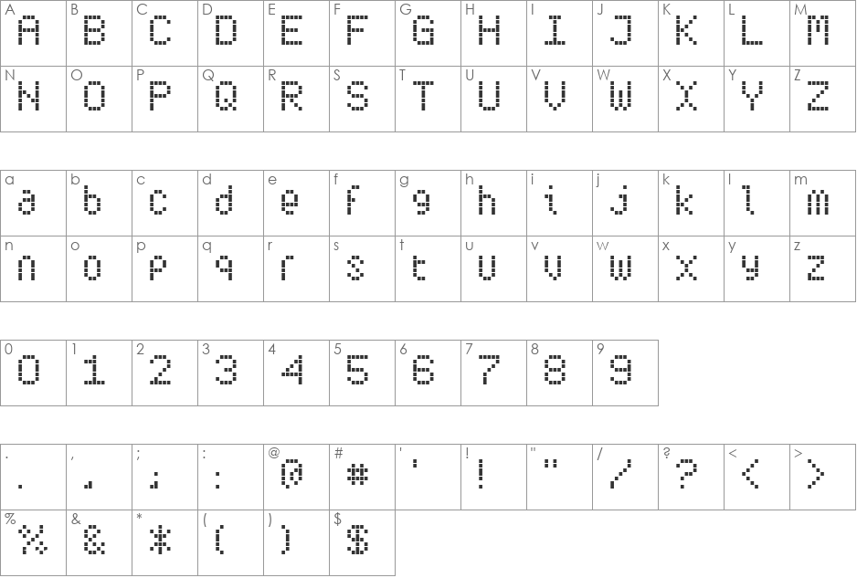 Subway Ticker font character map preview