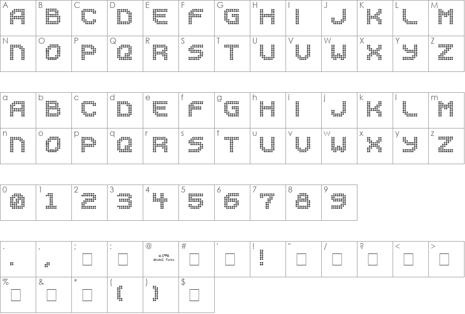 Sucaba font character map preview