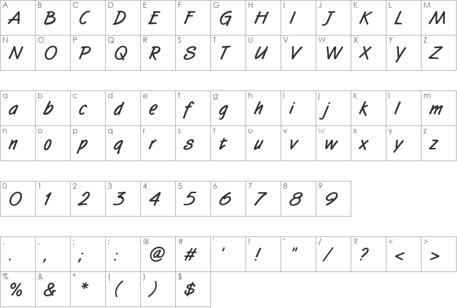 SuccotashHmkBlack font character map preview