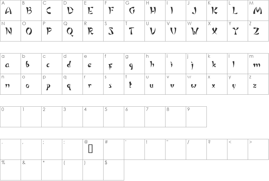 Suchow Demo font character map preview