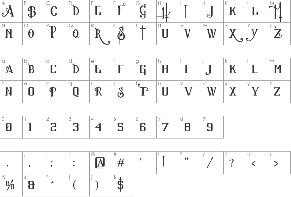 Sucker Font font character map preview