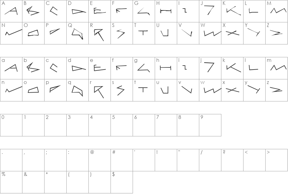 Suckfont font character map preview