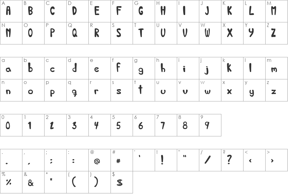 Bed and Breakfast font character map preview