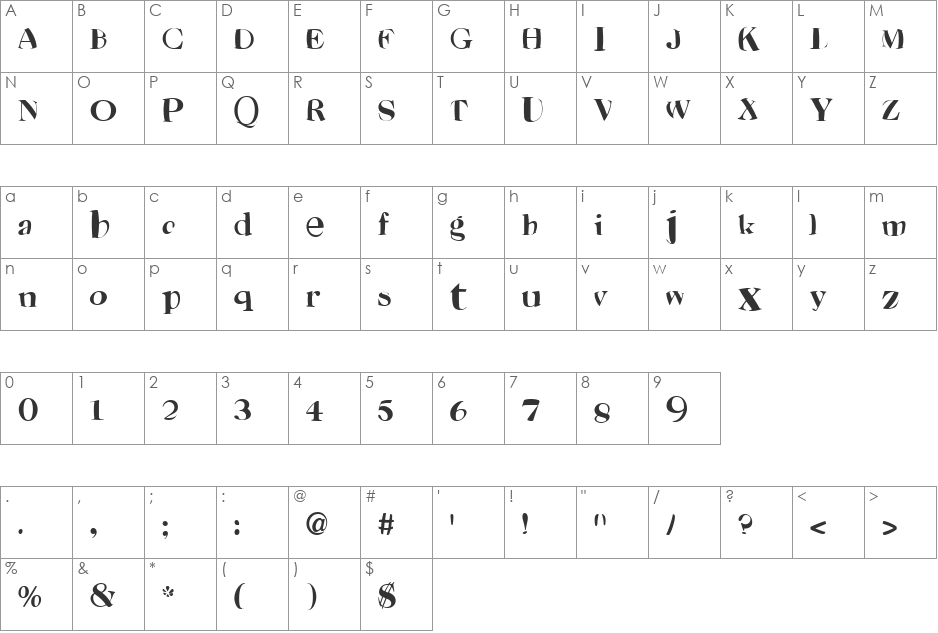 SuessFont font character map preview