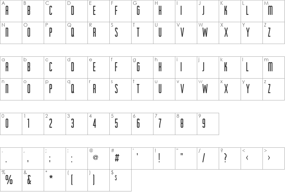 AA Higherup font character map preview