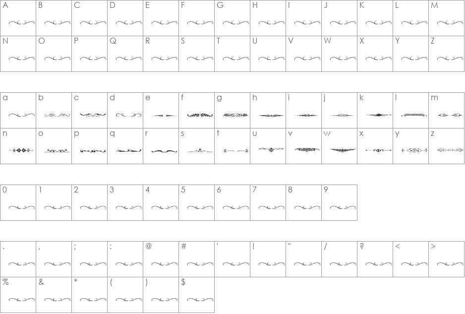 Sughayer Separates 10 font character map preview