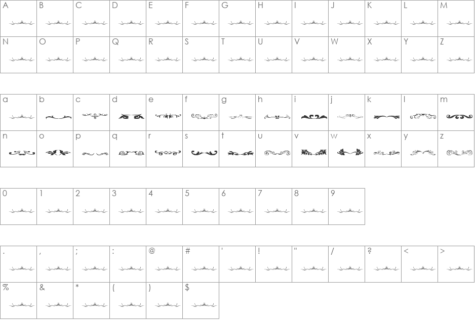 Sughayer Separates 2 font character map preview