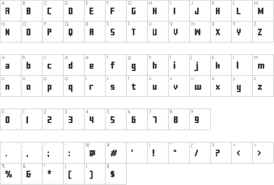 Sujeta font character map preview