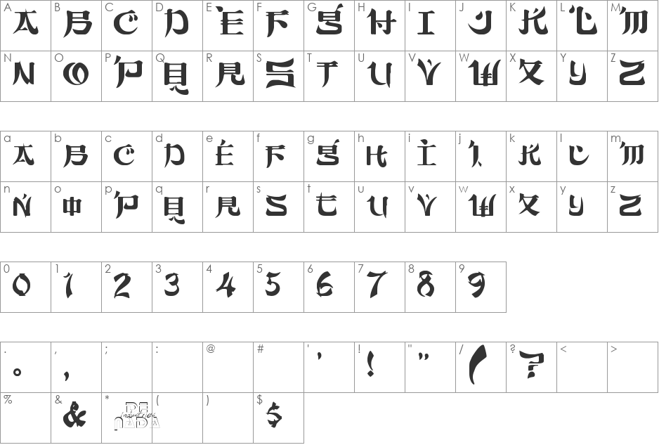 Sumdumgoi font character map preview