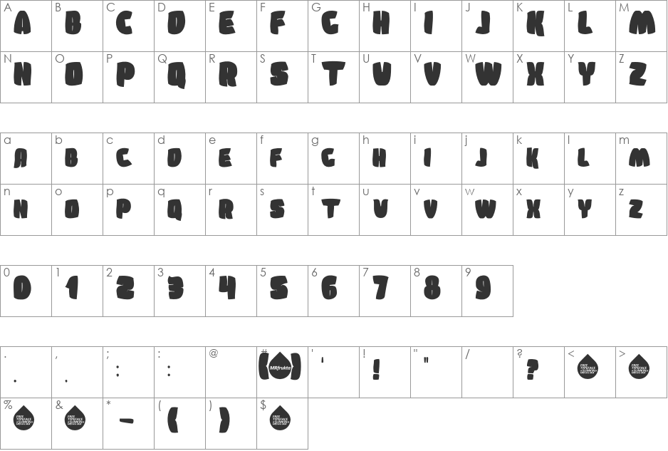Sumkin freetype MRfrukta 2010 font character map preview